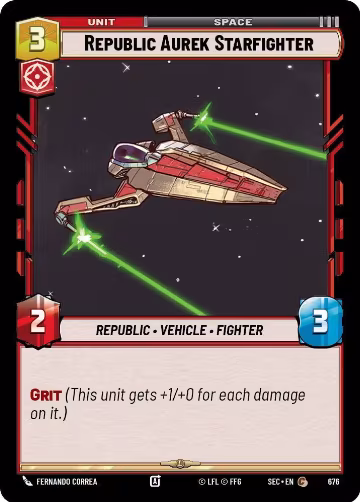 Republic Aurek Starfighter (Foil) (676), Secrets of Power — Star Wars card price