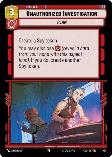 Unauthorized Investigation (Foil) (691), Secrets of Power — Star Wars card price