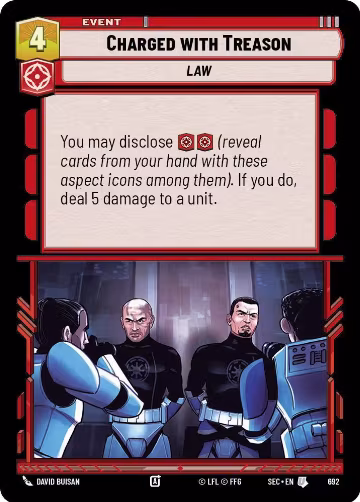Charged with Treason (Foil) (692), Secrets of Power — Star Wars card price