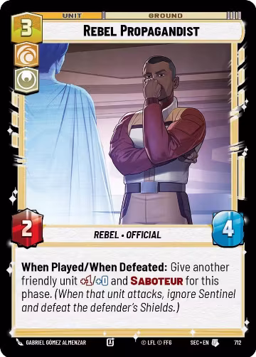 Rebel Propagandist (Foil) (712), Secrets of Power — Star Wars card price