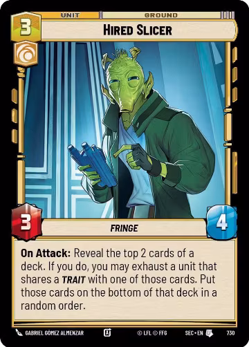 Hired Slicer (Foil) (730), Secrets of Power — Star Wars card price