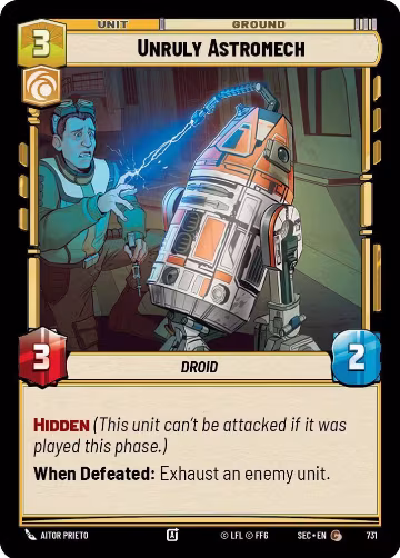 Unruly Astromech (Foil) (731), Secrets of Power — Star Wars card price