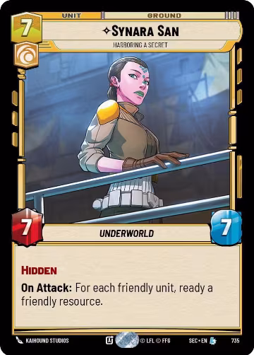 Synara San - Harboring a Secret (Foil) (735), Secrets of Power — Star Wars card price