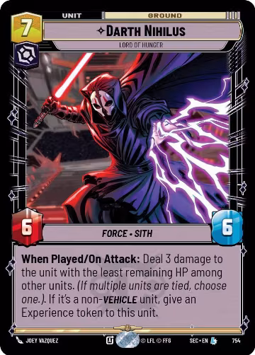 Darth Nihilus - Lord of Hunger (Foil) (754), Secrets of Power — Star Wars card price