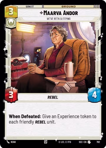 Maarva Andor - We've Been Sleeping (Foil) (762), Secrets of Power — Star Wars card price