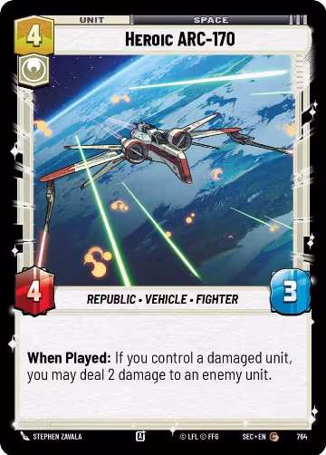 Heroic ARC-170 (Foil) (764), Secrets of Power — Star Wars card price