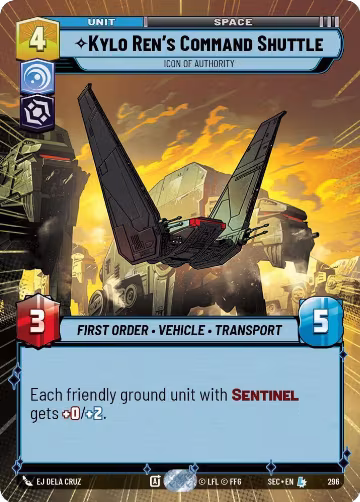 Kylo Ren's Command Shuttle - Icon of Authority (Hyperspace) (296), Secrets of Power — Star Wars card price