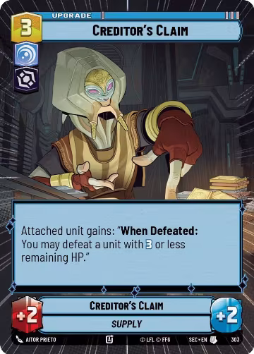 Creditor's Claim (Hyperspace) (303), Secrets of Power — Star Wars card price