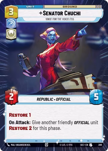 Senator Chuchi - Voice for the Voiceless (Hyperspace) (309), Secrets of Power — Star Wars card price