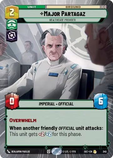 Major Partagaz - Healthcare Provider (Hyperspace) (345), Secrets of Power — Star Wars card price