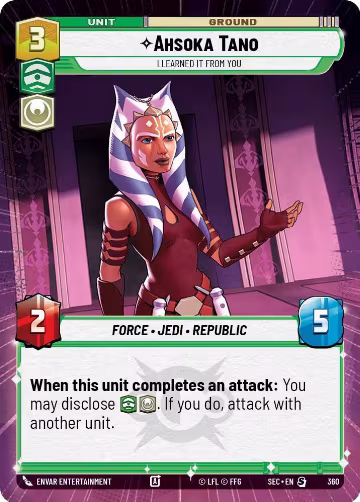 Ahsoka Tano - I Learned It from You (Hyperspace) (360), Secrets of Power — Star Wars card price