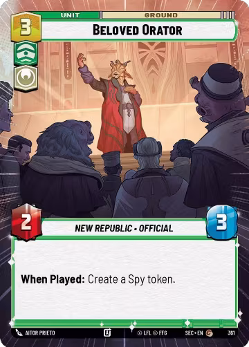 Beloved Orator (Hyperspace) (361), Secrets of Power — Star Wars card price