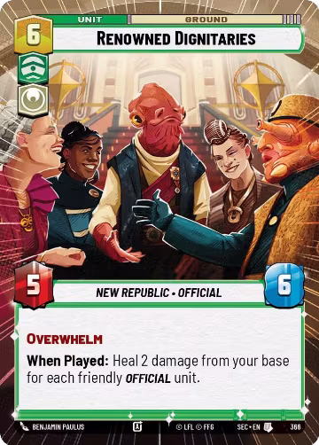 Renowned Dignitaries (Hyperspace) (366), Secrets of Power — Star Wars card price