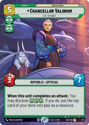 Chancellor Valorum - Civil Servant (Hyperspace) (371), Secrets of Power — Star Wars card price