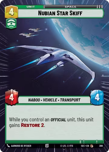 Nubian Star Skiff (Hyperspace) (380), Secrets of Power — Star Wars card price