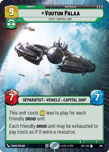 Vuutun Palaa - Droid Control Ship (Hyperspace) (386), Secrets of Power — Star Wars card price