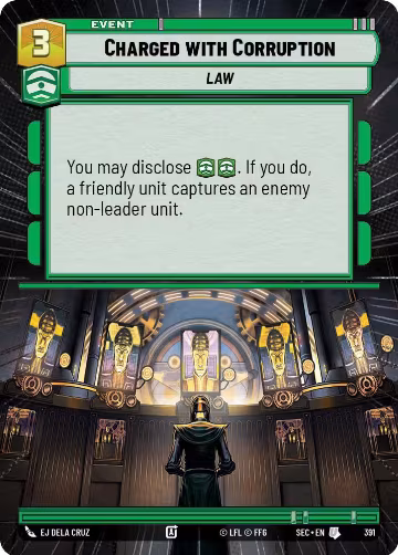 Charged with Corruption (Hyperspace) (391), Secrets of Power — Star Wars card price