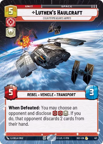 Luthen's Haulcraft - Countermeasures Armed (Hyperspace) (417), Secrets of Power — Star Wars card price