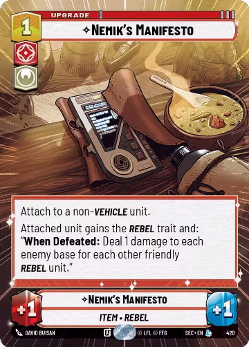 Nemik's Manifesto (Hyperspace) (420), Secrets of Power — Star Wars card price