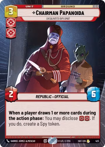 Chairman Papanoida - Undaunted Diplomat (Hyperspace) (423), Secrets of Power — Star Wars card price