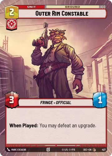 Outer Rim Constable (Hyperspace) (427), Secrets of Power — Star Wars card price