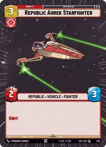 Republic Aurek Starfighter (Hyperspace) (430), Secrets of Power — Star Wars card price