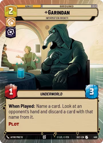 Garindan - Information Broker (Hyperspace) (450), Secrets of Power — Star Wars card price
