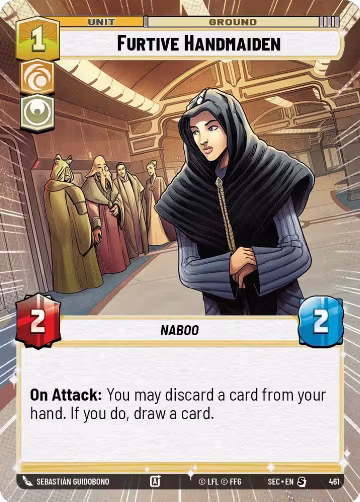 Furtive Handmaiden (Hyperspace) (461), Secrets of Power — Star Wars card price