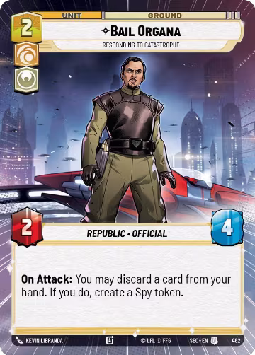 Bail Organa - Responding to Catastrophe (Hyperspace) (462), Secrets of Power — Star Wars card price