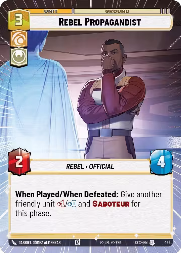 Rebel Propagandist (Hyperspace) (466), Secrets of Power — Star Wars card price