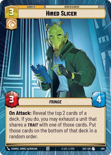 Hired Slicer (Hyperspace) (484), Secrets of Power — Star Wars card price