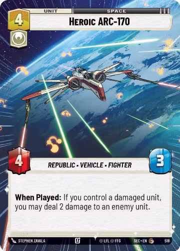 Heroic ARC-170 (Hyperspace) (518), Secrets of Power — Star Wars card price