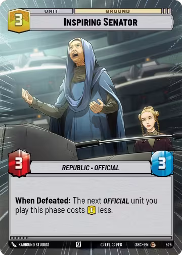 Inspiring Senator (Hyperspace) (525), Secrets of Power — Star Wars card price
