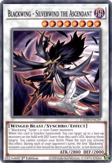 Blackwing - Silverwind the Ascendant (L5DD-ENC29), Legendary 5D's Decks — Yu-Gi-Oh! card price