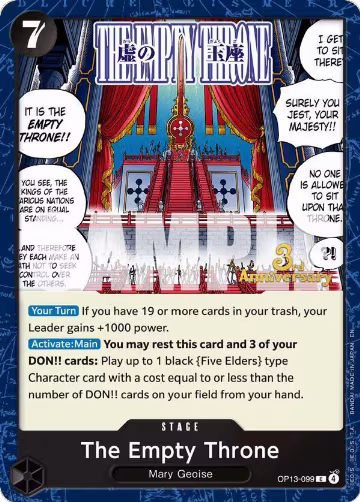 The Empty Throne (OP13-099), Carrying On His Will: 3rd Anniversary Tournament Cards — One Piece card price