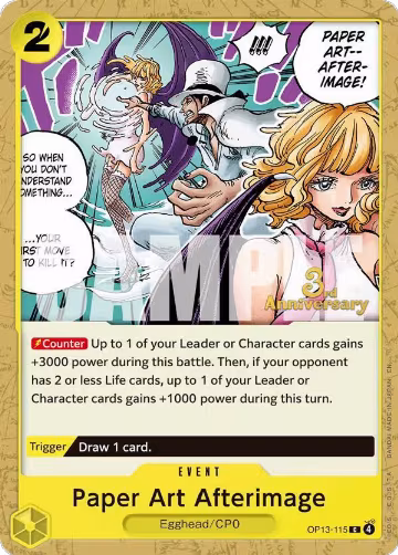 Paper Art Afterimage (OP13-115), Carrying On His Will: 3rd Anniversary Tournament Cards — One Piece card price