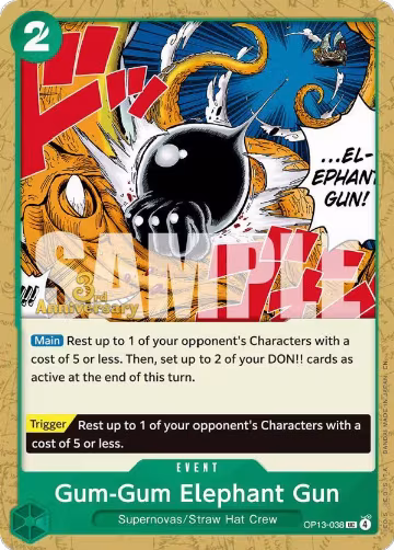 Gum-Gum Elephant Gun (OP13-038), Carrying On His Will: 3rd Anniversary Tournament Cards — One Piece card price