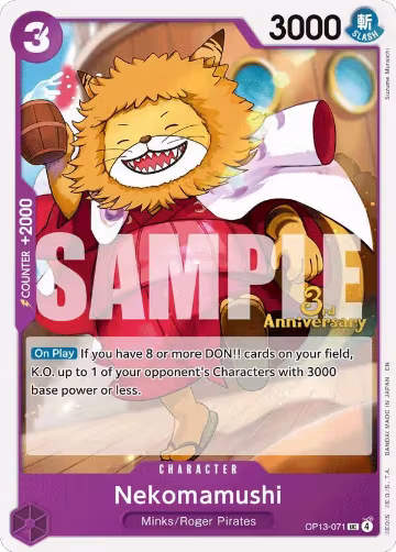 Nekomamushi (OP13-071), Carrying On His Will: 3rd Anniversary Tournament Cards — One Piece card price