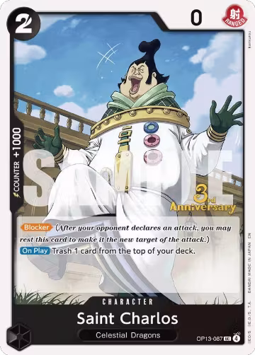 Saint Charlos (OP13-087), Carrying On His Will: 3rd Anniversary Tournament Cards — One Piece card price