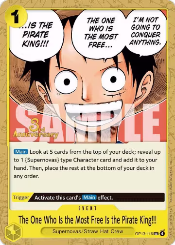 The One Who Is the Most Free Is the Pirate King!!! (OP13-116), Carrying On His Will: 3rd Anniversary Tournament Cards — One Piece card price
