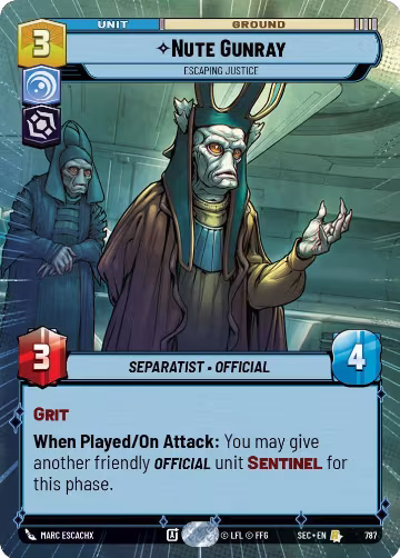 Nute Gunray - Escaping Justice (Hyperspace Foil) (787), Secrets of Power — Star Wars card price