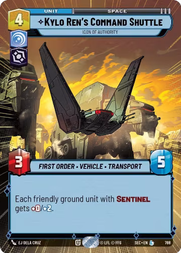 Kylo Ren's Command Shuttle - Icon of Authority (Hyperspace Foil) (788), Secrets of Power — Star Wars card price