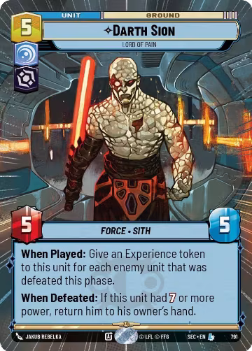 Darth Sion - Lord of Pain (Hyperspace Foil) (791), Secrets of Power — Star Wars card price