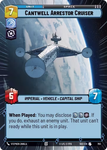 Cantwell Arrestor Cruiser (Hyperspace Foil) (793), Secrets of Power — Star Wars card price