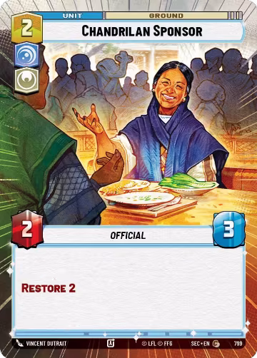 Chandrilan Sponsor (Hyperspace Foil) (799), Secrets of Power — Star Wars card price