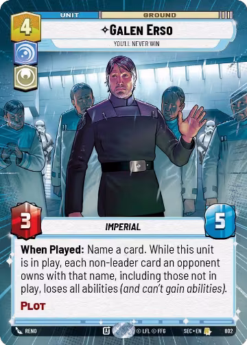 Galen Erso - You'll Never Win (Hyperspace Foil) (802), Secrets of Power — Star Wars card price