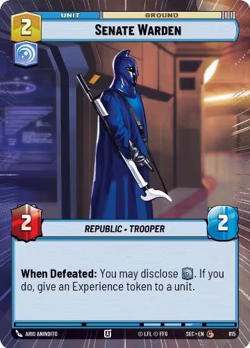 Senate Warden (Hyperspace Foil) (815), Secrets of Power — Star Wars card price