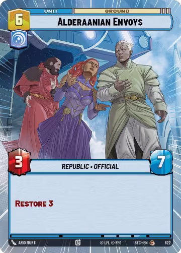 Alderaanian Envoys (Hyperspace Foil) (822), Secrets of Power — Star Wars card price