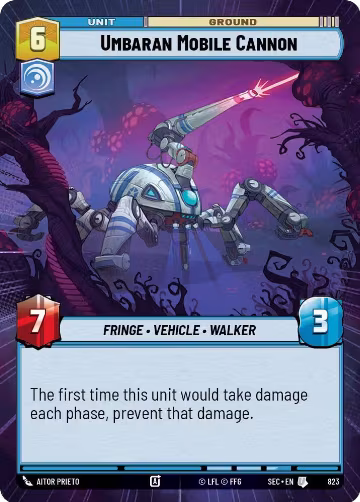 Umbaran Mobile Cannon (Hyperspace Foil) (823), Secrets of Power — Star Wars card price