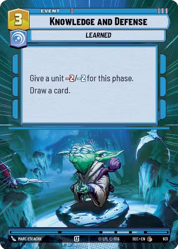 Knowledge and Defense (Hyperspace Foil) (831), Secrets of Power — Star Wars card price
